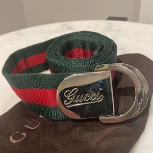 Gucci Green Fabric Web Buckle Belt